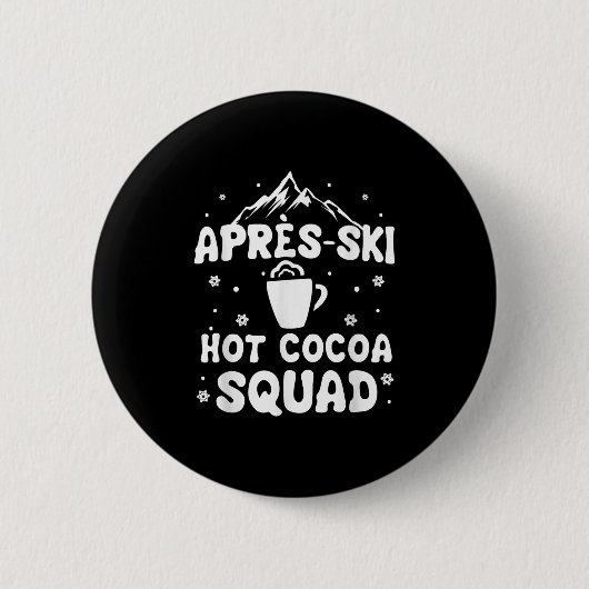 Apres Ski Cocoa Squad Schattig Grappig Skisport Sk Ronde Button 5,7 Cm (Voorkant)