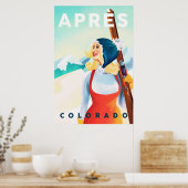 "Apres Ski Colorado" Cool, Retro Skiing Pinup Art Poster (Keuken)
