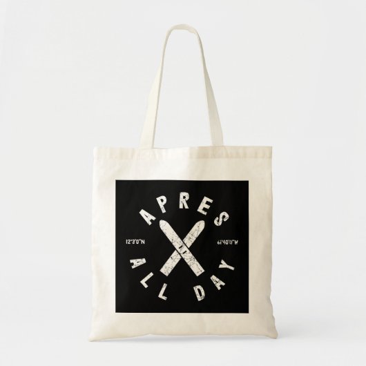 Apres Ski de hele dag skiewolskier Winter Sports S Tote Bag (Voorkant)