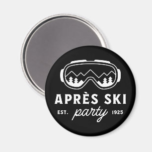 Apres ski feest berg winter hut zwart magneet
