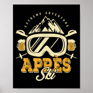 Apres Ski-feest outfit, bier en drankjes na skiën Poster