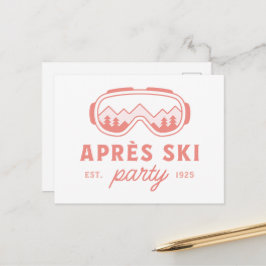 Apres ski feest skiën meiden avond roze esthetiek briefkaart
