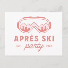 Apres ski feest skiën meiden avond roze esthetiek briefkaart