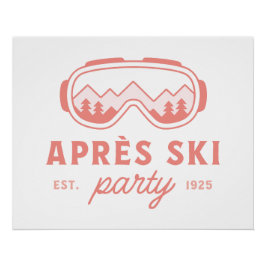 Apres ski feest skiën meiden avond roze esthetiek perfect poster