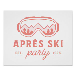 Apres ski feest skiën meiden avond roze esthetiek perfect poster