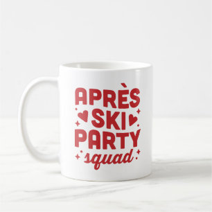Apres ski feest squad vakantie rode esthetiek koffiemok