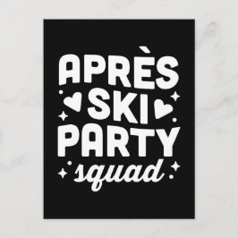 Apres-ski feest squad zwart en wit uitnodiging briefkaart