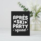 Apres-ski feest squad zwart en wit uitnodiging briefkaart (Staand voorkant)
