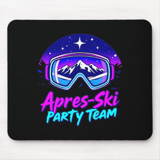 Apres ski-feeststemming – besneeuwde bergnachtleve muismat (Voorkant)