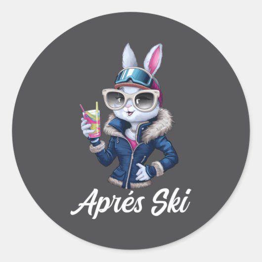 Apres Ski Hat Party Design Ski Bunny Skier Outfit  Ronde Sticker (Voorkant)