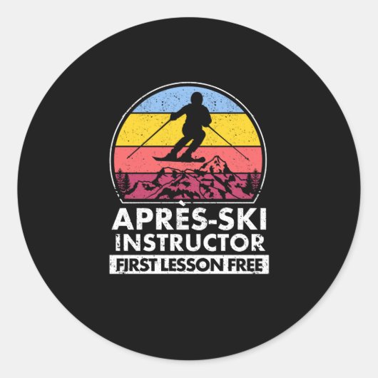 Apres ski instructeur De eerste les is vrij van ch Ronde Sticker (Voorkant)