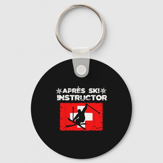 Apres Ski Instructeur Feest Fun Uitrusting Winters Sleutelhanger (Voorkant)