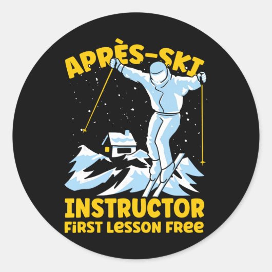 Apres Ski-instructeur Skiën Ronde Sticker (Voorkant)