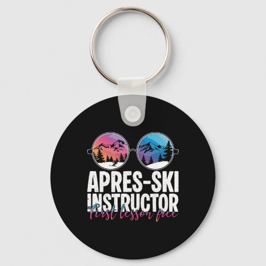 Apres Ski Instructrice Eerste Les Grappige Ski Ski Sleutelhanger (Voorkant)