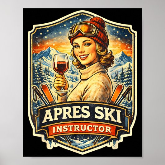 Apres ski-instructrice grappige skivintage damesAp Poster (Voorkant)