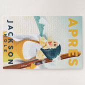 "Apres Ski Jackson Hole" Cool Retro Skiing Art Legpuzzel (Horizontaal)
