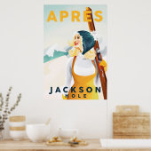 "Apres Ski Jackson Hole" Cool Retro Skiing Art Poster (Keuken)