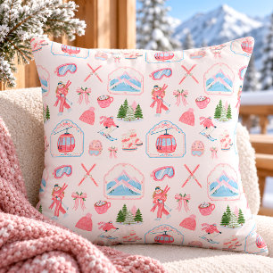 Après Ski Kerst Kussen, Roze Alpen Kussen