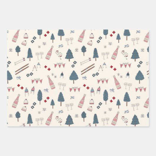 Apres Ski Lover Winter Roze Champagne Inpakpapier Vel (Voorkant)
