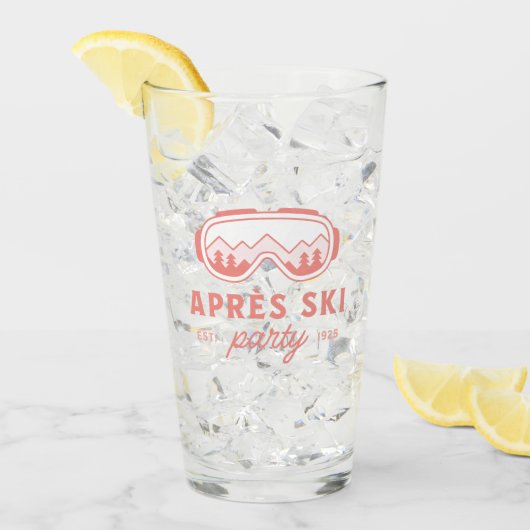 Apres ski meidenfeest roze glas (Voorkant ijs)