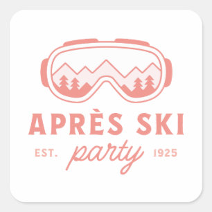 Apres ski meisjes feest roze esthetiek vierkante sticker