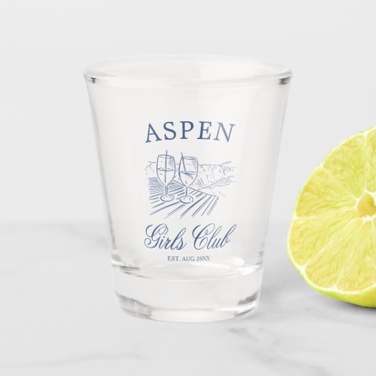 Après Ski Met De Bruid Die Bach Weekend Shot Glas (Voorkant)