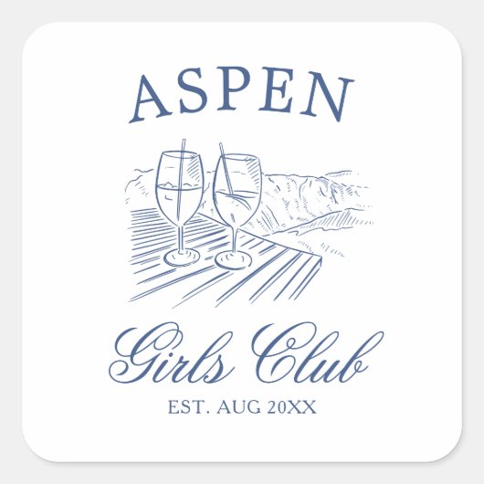 Après Ski Met De Bruid Die Bach Weekend Vierkante Sticker (Voorkant)