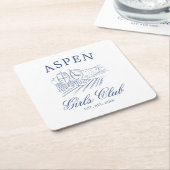 Après Ski Met De Bruid Van Het Bach Weekend Kartonnen Onderzetters (Schuin)