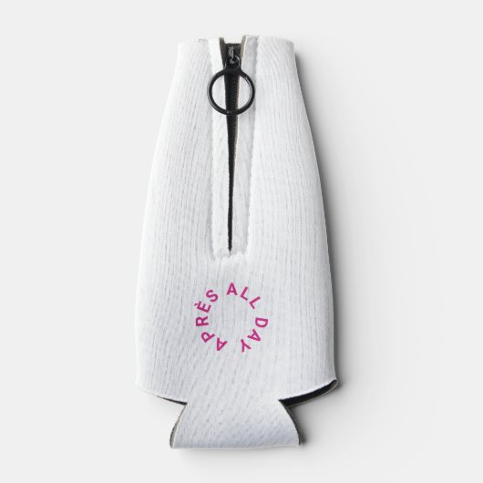 Après Ski met mij Hot Pink Ski Crest Party Flesjeskoeler (Achterkant)