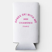 Après Ski met mij Hot Pink Ski Crest Party Seltzer Blikjeskoeler (Achterkant)