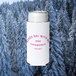 Après Ski met mij Hot Pink Ski Crest Party Seltzer Blikjeskoeler
