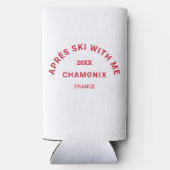 Après Ski met mij Winter Red Ski Crest Party Seltzer Blikjeskoeler (Achterkant)