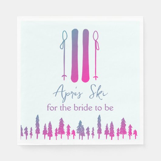 Apres Ski Neon Winter Bachelorette Party Servet (Voorkant)