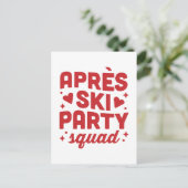 Apres ski party squad holiday red aesthetic uitnodiging briefkaart (Staand voorkant)