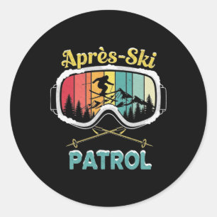Apres Ski Patrol Skibril Snowboarden Skiër Ronde Sticker