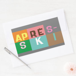 Après-ski Retro Skier Color Block Rechthoekige Sticker
