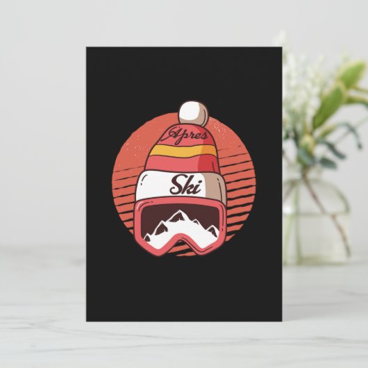 Apres Ski Retro  Skier Skiing Winter Sports Kaart (Staand voorkant)