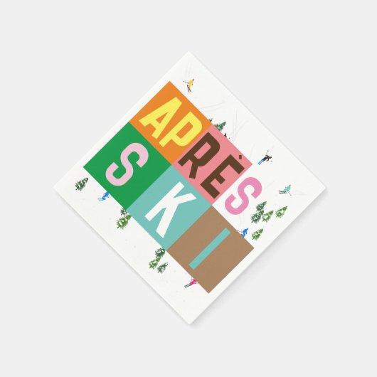 Après-ski Retro Skiers Color Block Servet (Hoek)