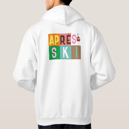 Après-ski retro skiërs kleurenblok hoodie (Achterkant)