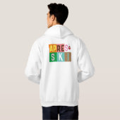 Après-ski retro skiërs kleurenblok hoodie (Achterkant volledig)