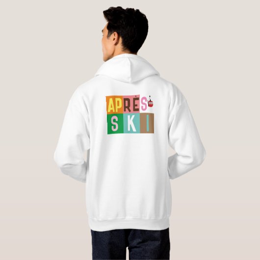 Après-ski retro skiërs kleurenblok hoodie (Achterkant volledig)