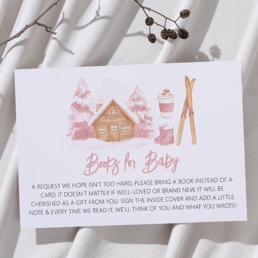 Apres Ski Roze Baby shower Boeken voor Baby Informatiekaartje
