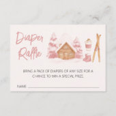 Apres Ski Roze Baby shower Luier Raffle Informatiekaartje (Voorkant)