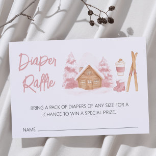 Apres Ski Roze Baby shower Luier Raffle Informatiekaartje