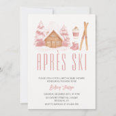 Apres Ski Roze Winter Nesting Baby shower Kaart (Voorkant)