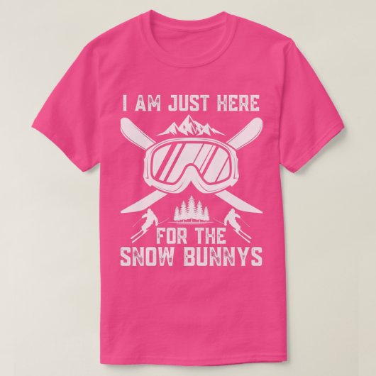 Apres Ski Skier Skiing hier voor de sneeuwbunnys T-shirt (Design voorkant)