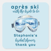Après Ski Sportieve Winter Watercolor Bruidsdiner Vierkante Sticker (Voorkant)
