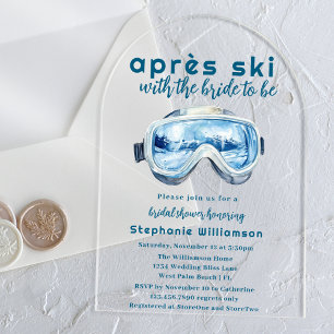 Après Ski Sportieve Winter Waterverf Bruidsdouche Acryl Uitnodigingen