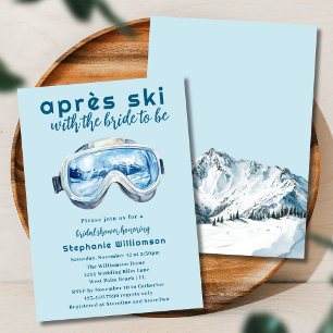 Après Ski Sportieve Winter Waterverf Bruidsdouche Kaart