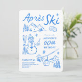 Après Ski Verjaardagsfeest Ski Uitnodiging (Staand voorkant)